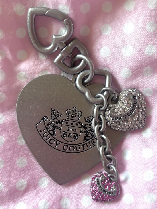 Juicy Couture Handbags - Juicy Couture Heart Bag Charm / Keychain - Silver & Pink Rhinestone